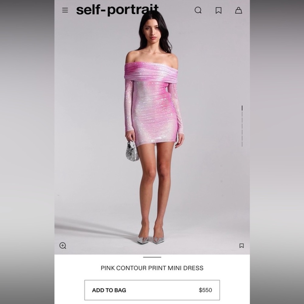 NWOT Self Portrait PINK CONTOUR PRINT MINI DRESS